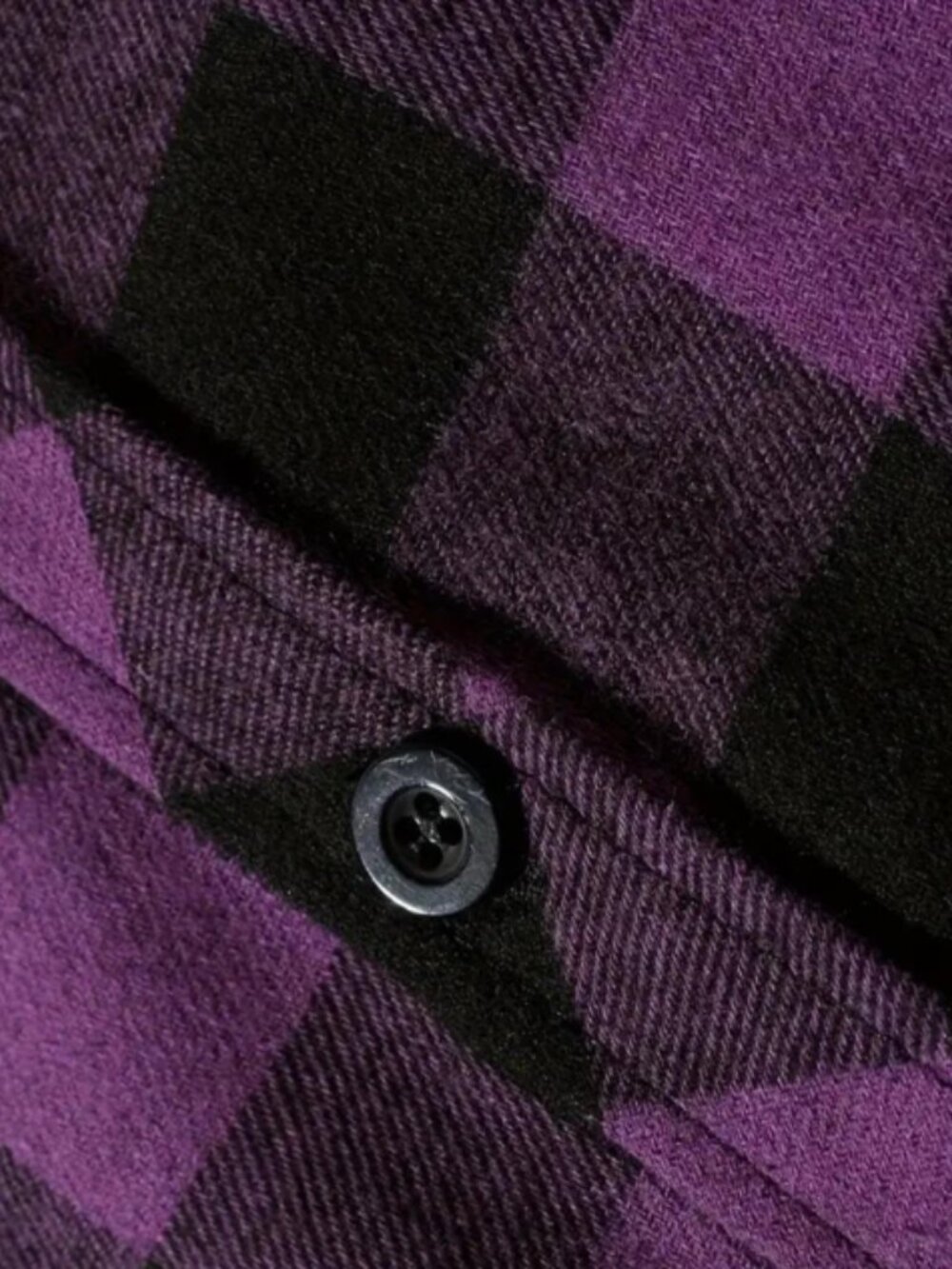 New XXL Men's Hooded Flannel Shirt Purple Buffalo Plaid Long Sleeve Top Pockets - Picture 4 of 5